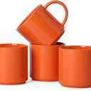 Coffee Mugs Set of 4, Stoneware Coffee Cups with Comfortable Handle, 16oz Ceramic Mugs for Kitchen & Office, Dishwasher & Microwave Safe - Orange