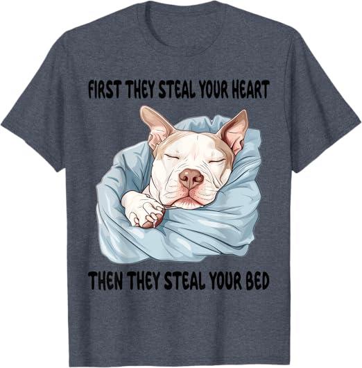 Pitbull Sleeping Pajamas Nightgown T-Shirt, S