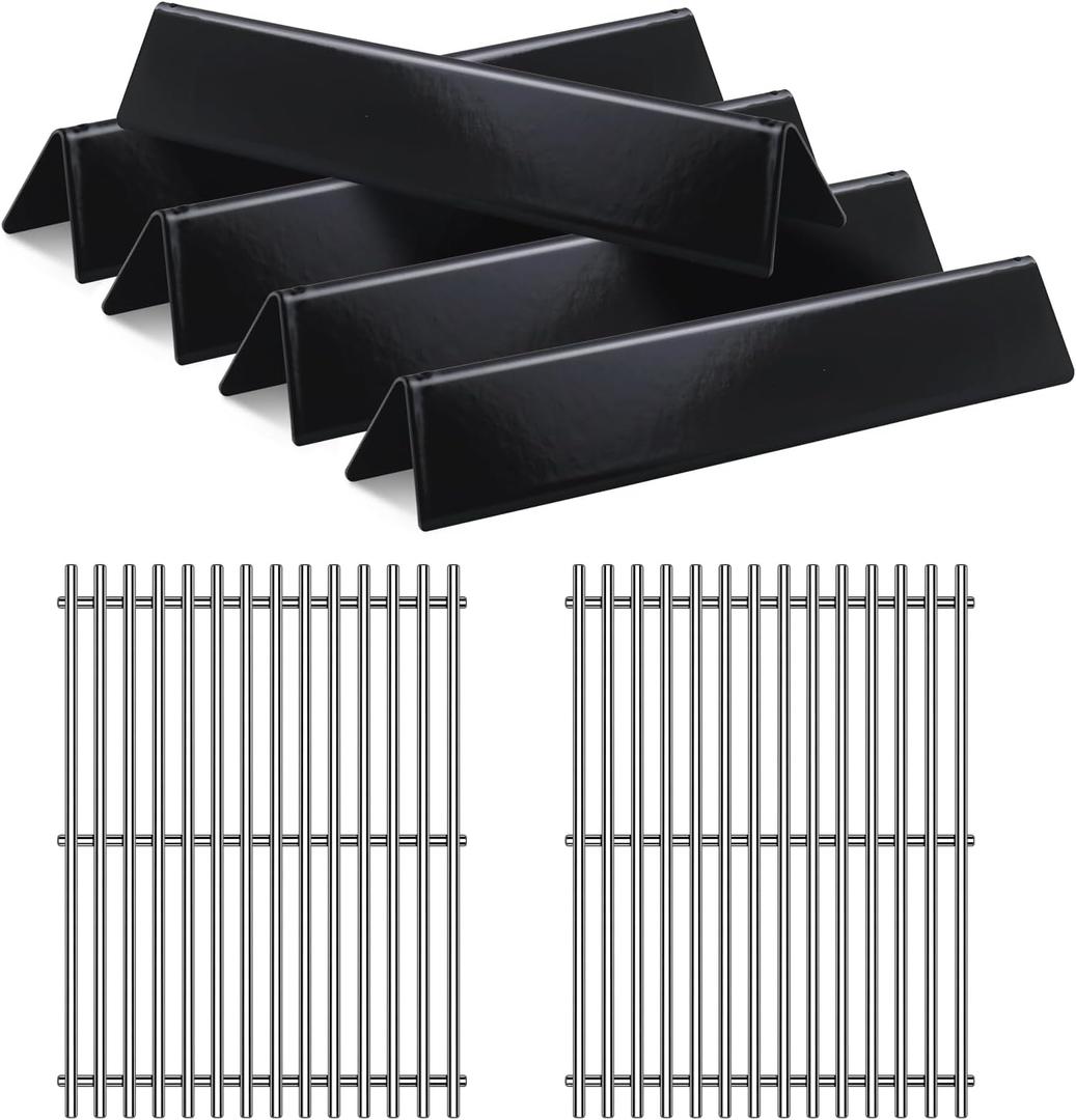 Heat Deflector And Cooking Grids Replacement Parts For Weber Spirit 300 and GS4 Spirit II 300 Series,7638 Grill Grates with 7636 Porcelain Flavorizer Bars for Weber Spirit E310 E320 E330 S310 S320