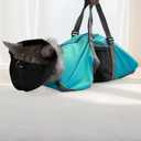 Cinf Cat Nail Clipping Cleaning Grooming Restraint Bag (Free Muzzle) Set No Scratching Biting for Bathing Nail Trimming Injecting Examining(Blue,L)