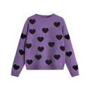 Girls Sweaters Valentine Heart Pattern Teens Casual Crewneck Long Sleeve Knit Pullover Tops Size, M