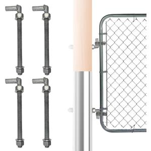 4 Pcs Farm Gate Hinges Set 5/8" J-Bolt Post Hinge for Chain Link Fence Gate 10" Galvanized Steel Gate Hinge Nuts & Washers Included