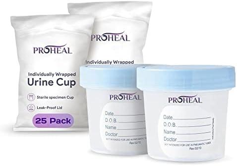 Sterile Urine Specimen Cups with Lids (100PK) - 4 oz. Sample Urine Cups for Specimen Collection - Individually Wrapped Urine Cups for Testing - Stool, Semen Analysis, and Pee Cup