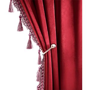 Fazhesici Red Blackout Velvet Curtains 84 inches Long Windows Rod Pocket Drapes with Tassels Soundproof Thermal Curtains for Living Room 2 Panels Set 52" x 84"