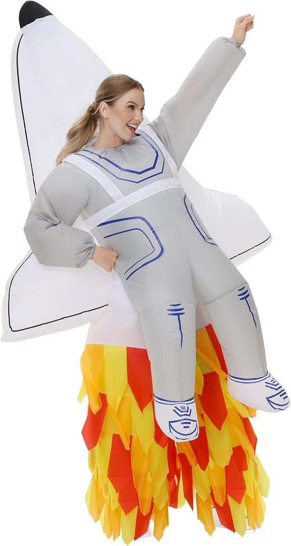 Tanganan Inflatable Spaceship Costume for Adult, Halloween Manned Spacecraft Rocket Costumes Suits Blow up Costumes for Men Women Cool Funny Fancy Dress Party