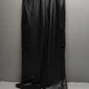 Womens PU Leather Jumpsuit Sexy Off the Shoulder Top Tight Waist Cargo Pants Bodysuit (Large, Black)