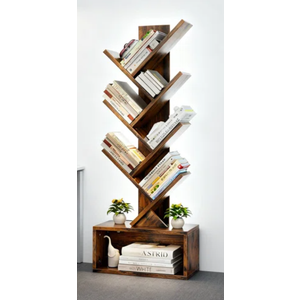 6-Tier LED Bookshelf Tree With RGBIC Lighting & Music Sync, Space-Saving Corner Bookcase With Storage Drawer For Living Room, Bedroom, Home Office