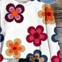 Women's Graphic Crewneck Sweatshirts Floral Long Sleeve Pullover Tops Cute Fall Clothes (White, S)