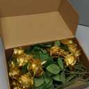 30 Pcs Rose Artificial Flowers in Bulk Real Touch Long Stem Silk Roses Bouquets Realistic Faux Flowers for Wedding Bridal Shower Home Decor Floral Arrangements Table Centerpiece(Gold)