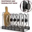 Adjustable Pots and Pans Organizer - 8 Tier Versatile Kitchen Pot Rack for Counter and Cabinet - Easy Setup, 3 DIY Installation Ways, Accommodates 8+ Pots and Pans - Space-Saving Black Design