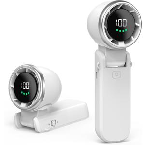 Kuesuny 16000RPM Ultra-Powerful Handheld Fan with 6000mAh Rechargeable Battery, 1-100 Speed Wind Adjustable, 180 Foldable Cooling Fan for Travel, Outdoor, Office, or Home Use in White