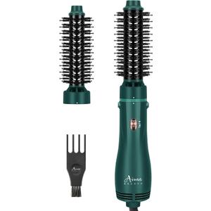 Aima Beauty Hair Dryer Brush, One Step Hair Dryer & Volumizing Hot Air Brush, 3 Heat/Speed Settings, Advanced Ionic Technology, Ceramic Coating, Nylon Pins & Tufted Bristles, Dark Green, 1100W, 125V
