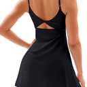 Vertvie Womens Two Pieces Tennis Dress with Separate Shorts Workout Open Back Active Golf Dresses Built-in Removable Bra (Large, Black)
