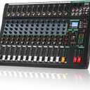 XTUGA 12 Channel Audio Mixer, Professional Sound Board Mixer, DJ Mixing Console System Audio Interface,48V Phantom Digital Effect for PC Podcast Studio Karaoke Streaming Live Recording(CT120)