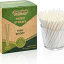 4'' x 0.2'' White Mini Paper Sipping Straws, Tasting & Sample Straws, Stirring Straw Sticks, Paper Sticks, DIY Crafts - Biodegradable, 500 Counts