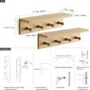 Wall Mounted Coat Rack with Shelf Hooks, 4 Hooks,Coat Hanger Wall Mount,Wall Hooks for Hangering Coats,Command Hooks Alternative Coat Hooks Wall Mounted, Set of 2 (Oak Color)