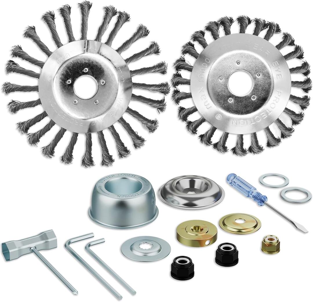 6 Inches + 8 Inches Inch Steel Wire Trimmer Head, Weedeater Wheel Brush Cutter, Trimmer Blade Head for Weedeater, Compatible with Husqvarn, Sthl, with 25.4mm/1inch Arbor (6 inches + 8 inches)