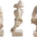 aboxoo 3 Pcs Thinker Statue, Silence is Gold Abstract Art Figurine, No Hear No See No Speak Modern Resin Sculptures Decor for Living Room, Home, Office Study (Sandy) (Small)