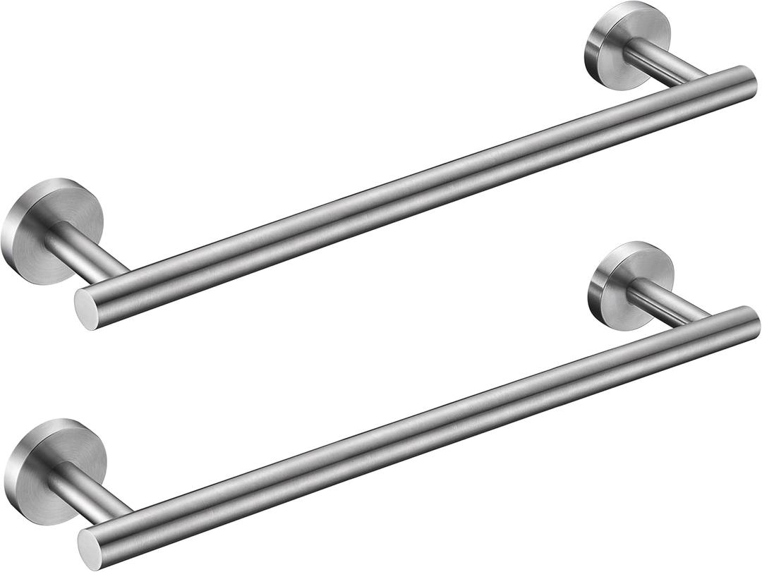 Nolimas Brushed Nickel Bath Towel Bar Single Bars Towel Rack Rod Classic Wall Mounted Stainless Steel Bathroom Toilet Kitchen Towel Bar Towel Shelf Single Layer,16inch-2 Pack