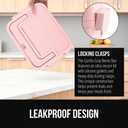 GORILLA GRIP BPA-Free Leakproof Bento Lunch Box for Women, Men, Kids, On-the-go Easy to Carry Handle, Microwave Safe Hot or Cold Food Container, Lid Includes Built-In Utensil Set, 1 Tier Style, Pink