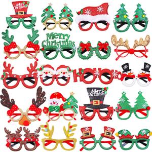 URATOT 20 Styles Christmas Party Glasses Frames Christmas Decoration Eyeglasses Xmas Costume Glasses Frame for Holiday Favors