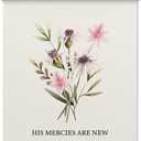 Floral Christian Poster Hanger Frame, His Mercies are New Every Morning Christian Hanging Wall Art Decor for Home Bedroom Living Room Prayer Room, 12x16 Inches Wooden Canvas Poster Frames -013