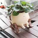 Smily Face Planter Pot Cute Resin Flower Head Planters for Indoor Outdoor Plants Unique Sitting Rocking Chairs Succulent Pots for String of Pearls Plant Live Gift Ideals with Drainage Hole