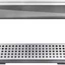 Neodrain 24-Inch Offset Side Outlet Linear Shower Drain with Quadrato Pattern Grate Cover, Brushed 304 Stainless Steel Rectangle Shower Floor Drain, with Leveling Foot, Hair Strainer Catcher