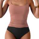 Aidonger Women's One Piece Swimsuit Tummy Control Slimming Bathing Suit Color Block Ruched Swimwear (L)
