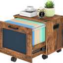 HOOBRO File Cabinet, Rolling File Cart, Under Desk Small Filing Cabinet, File Organizer Box, Home Office File Basket with Drawer for A4, Letter Files, Rustic Brown and Black BF11WJ01G1