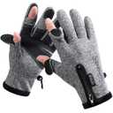 Winter Fingerless Fishing Gloves for Men & Women, Cold Weather Windproof Touchscreen Warm Cycling Gloves for Photography Hunting Ski Motorcycle Driving Gray