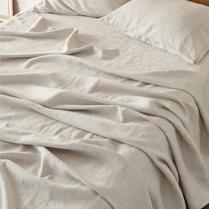 Bedsure Linen Sheets - Queen Size Bed, Blend from Linen Cotton Bedsheets, Breathable Cotton Bedsheets, Gifts for All Seasons, 4 Pieces, Linen