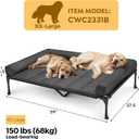 Veehoo Cooling Elevated Dog Bed Add Removable Waterproof Bolster Cushion Mat, Raised Pet Cot with Breathable Teslin Mesh, No-Slip Feet, Dog Sofa Bed for Indoor Outdoor, XXLarge, Black CWC2331B