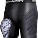 COOLOMG Youth Boys Baseball Sliding Shorts with Soft Athletic Cup Padded Compression Shorts for Football Lacrosse M