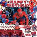 Cartoon Birthday Party Decorations Include Tablecloth, Tableware, Happy Birthday Banner, Balloons, Backdrop, Hanging Swirls, Cake Toppers Party Supplies(10 Guest)