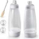 2 Packs of Pancake Batter Dispenser with Silicone Spatula Pancake Mixer Bottle, Kitchen Batter Squeezer Bottle Suitable for Cupcakes, Pancakes, Muffins (33.8 Ounces + 33.8 Ounces)