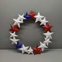 Nearly Natural 21in. Americana Artificial Wreath with Stars Red White and Blue