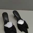 Lauren Lorraine Lolly Rhinestone Bow Slip-On Mule Formal Pump Prom Dress Sandals (7.5, Black)