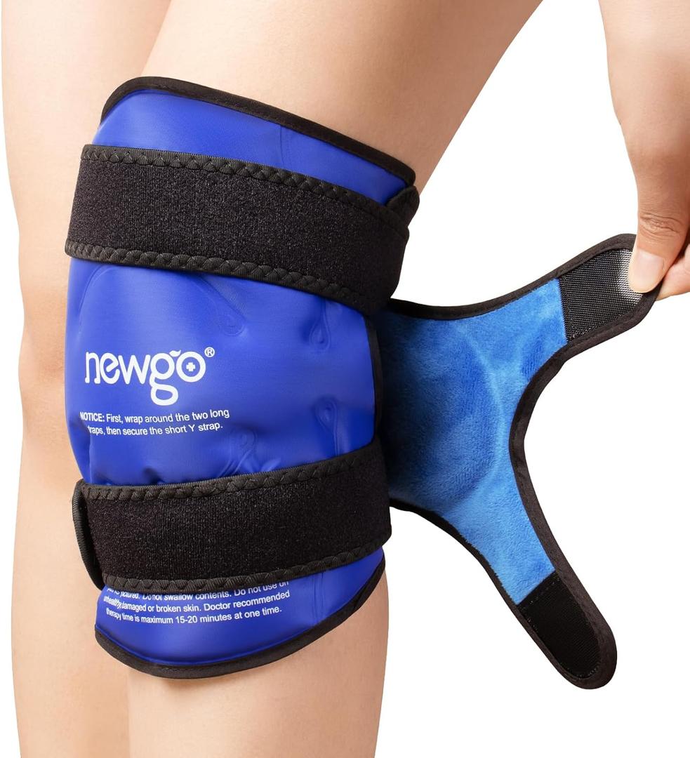 NEWGO Ice Pack for Knee Injuries Reusable, Knee Ice Pack Wrap Around Entire Knees for Replacement Surgery Recovery, Gel Cold Pack Wrap for Meniscus Tear, ACL, Swelling Pain Relief - Blue NEWGO Ice Pack for Knee Injuries Reusable, Knee Ice Pack Wrap Around Entire Knees for Replacement Surgery Recovery, Gel Cold Pack Wrap for Meniscus Tear, ACL, Swelling Pain Relief - Blue