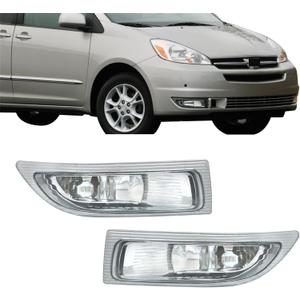 Silscvtt 2Pcs Fog Lights Replacement for Sienna 2004 2005 Clear Lens Fog Light W/Bulbs 81210AE010 81220AE010 Left+Right Side