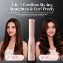Cordless Hair Straightener and Curler 2 in 1 | USB-C Rechargeable, Ceramic, Mini Flat Iron, Portable Wireless, Travel Purse Gym Daily Use