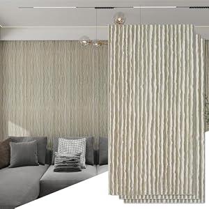 KASARO 3D Faux Stone Wall Panels, 3 PCS PU Wainscoting Panel for Interior Decor, Flowstone Wall Covering Panels Accent for Home, Office, 47.2 × 23.6 inch, White