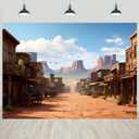 7x5ft Western Backdrop Wild West Town Vintage Photography Background Cowboy Cowgirl Birthday Baby Shower Party Decorations Kids Adults Portraits Banner Photo Studio Props