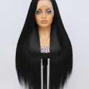 Latasha 13x6 Synthetic Lace Front Wig for Black Women Straight HD Lace Frontal Wigs Pre Plucked Wear and Go Glueless Wigs for White Women 28 inch Long Black Wig (Off Black 1B)