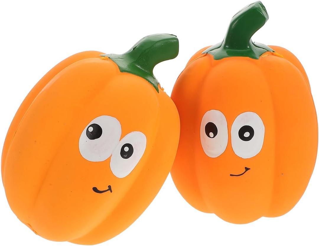 POPETPOP 2 Pcs Pumpkin Squeaky Latex Dog Toys 4.7 Inch Realistic Voice Toy Pumpkins for Puppy Teething and Interactive Pet Play