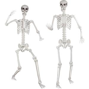 6ft Posable Halloween Skeleton, 2Pcs Life Size Skeleton Bones with Movable Joints for Halloween Graveyard Haunted House Spooky Scene Decor
