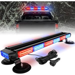 ASPL 26inch 126 LED Rooftop Emergency Strobe Lights Bar Double Side Flashing Safety Warning Traffic Advisor Light Bar Hazard Snow Plow Light for Work Trucks Vehicles Construction Tow Pickup(Red/Blue)