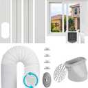 Portable AC Window Vent Kit with 5.9 Exhaust Hose & Coulper, Universal Window Seal for Portable Air Conditioner, Adjustable AC Duct Kit for Sliding Horizontal & Vertical Windows