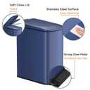 TIPGO Slim Bathroom Trash Can with Lid Soft Close, Step Pedal, 6 Liter / 1.6 Gallon Stainless Steel Trash Bin, Small Garbage Can for Bedroom, Office, Kitchen (Navy Blue)