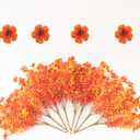 Outdoor Artificial Flowers, 8 Bundles Fake Flowers Autumn Decoration, No Fade Faux Plastic Shrubs for Garden Patio Porch Window Box Decor (Fall Orange)